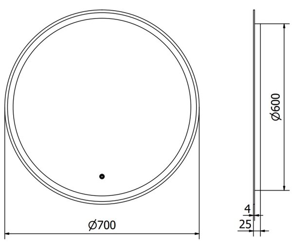 Mexen Gobi koupelnové zrcadlo s osvětlením, kulaté 70 cm, LED 6000K, proti zamlžení - 9801-070-070-611-00