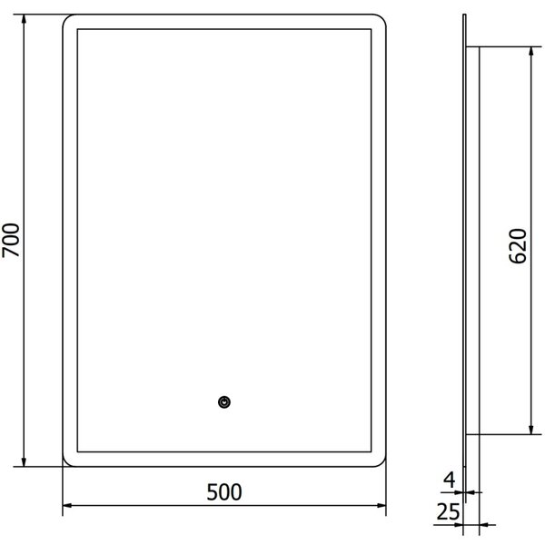 Mexen Navia koupelnové zrcadlo osvětlené 50 x 70 cm, LED 6000K, proti mlze - 9803-050-070-611-00