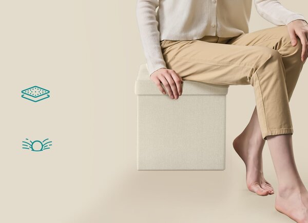 Taburet s úložným prostorem OTTOMAN 30x30 cm, krémový