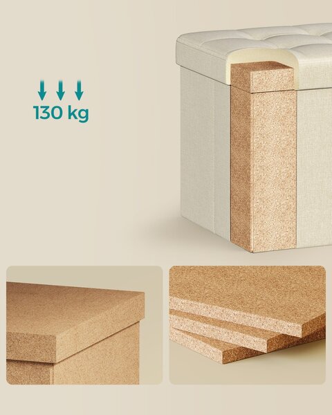 Taburet s úložným prostorem OTTOMAN 30x30 cm, krémový
