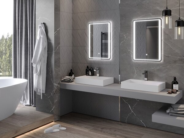 Mexen Zusa osvětlené koupelnové zrcadlo 50 x 70 cm, LED 6000K, proti mlze - 9808-050-070-611-00