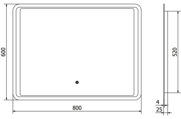 Mexen Zusa osvětlené koupelnové zrcadlo 80 x 60 cm, LED 6000K, antifog - 9808-080-060-611-00