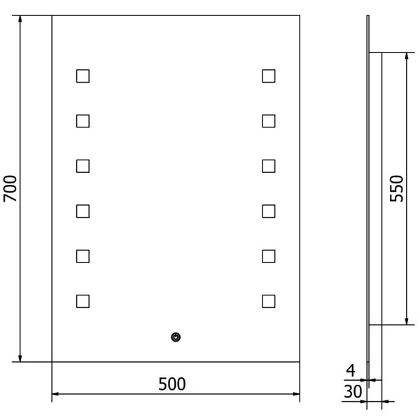 Mexen Ner podsvícené koupelnové zrcadlo 50 x 70 cm, LED 6000K, proti zamlžení - 9809-050-070-611-00
