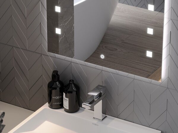 Mexen Ner podsvícené koupelnové zrcadlo 50 x 70 cm, LED 6000K, proti zamlžení - 9809-050-070-611-00