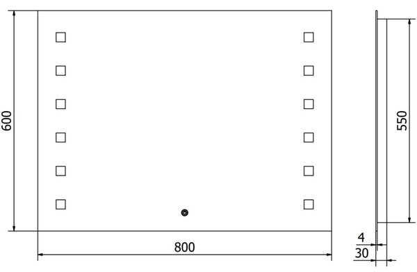Mexen Ner koupelnové zrcadlo s podsvícením 80 x 60 cm, LED 6000K, antivlna - 9809-080-060-611-00