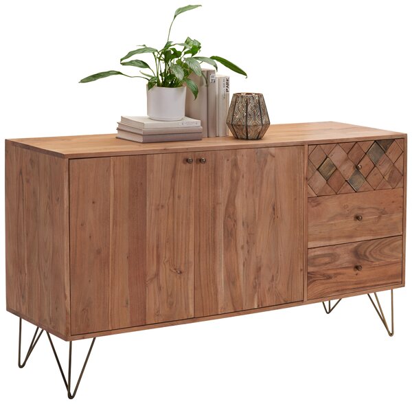 KOMODA, akácie, barvy akácie, bronzová, 145/80/45 cm Ambia Home - Široké komody