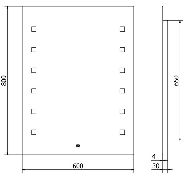 Mexen Ner podsvícené koupelnové zrcadlo 60 x 80 cm, LED 6000K, proti zamlžování - 9809-060-080-611-00