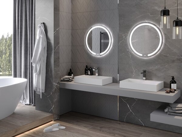 Mexen Rose koupelnové zrcadlo s podsvícením, kulaté 60 cm, LED 6000K, proti mlze - 9810-060-060-611-00