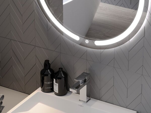 Mexen Rose koupelnové zrcadlo s podsvícením, kulaté 60 cm, LED 6000K, proti mlze - 9810-060-060-611-00