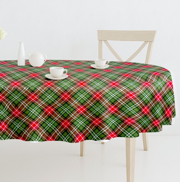 Ervi Teflonový ubrus na stůl oválný Royal Lux - Tartan vánoční