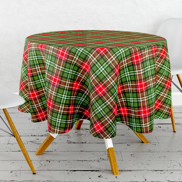 Ervi Teflonový ubrus na stůl kulatý Royal Lux - Tartan vánoční