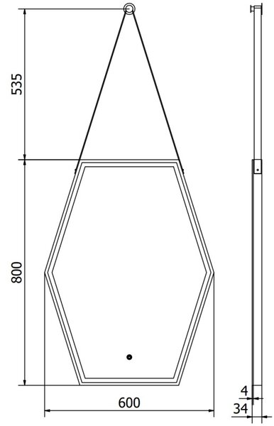 Mexen Orla koupelnové podsvícené zrcadlo 60 x 80 cm, LED 6000K, proti mlze, černý rám - 9815-060-080-611-70
