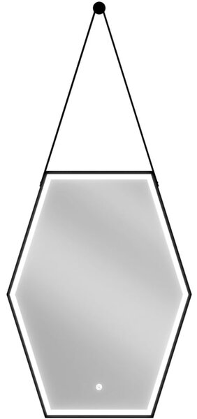 Mexen Orla koupelnové podsvícené zrcadlo 60 x 80 cm, LED 6000K, proti mlze, černý rám - 9815-060-080-611-70