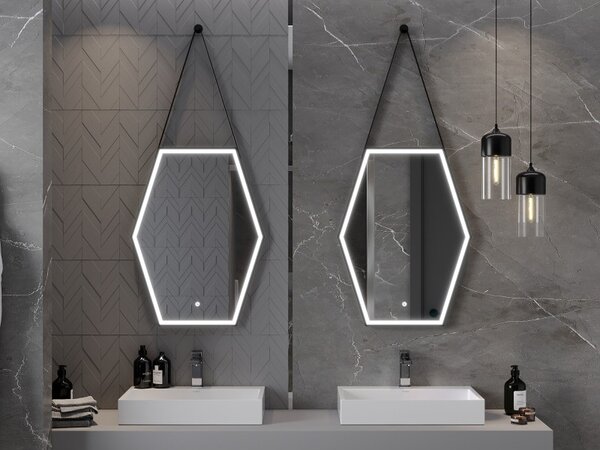 Mexen Orla koupelnové podsvícené zrcadlo 60 x 80 cm, LED 6000K, proti mlze, černý rám - 9815-060-080-611-70