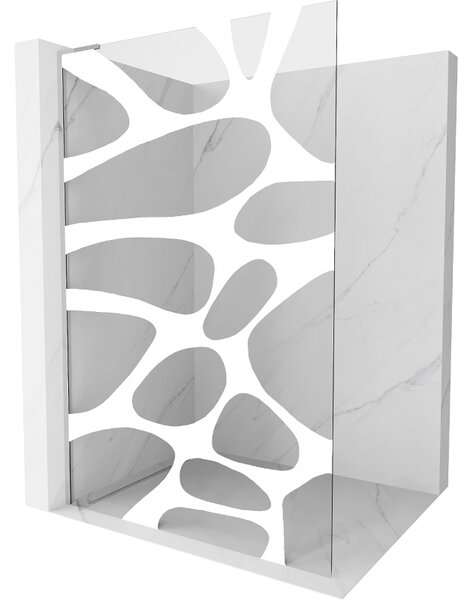 Mexen Kioto L, sprchová zástěna Walk-In 70 x 200 cm, 8mm čiré sklo bílý vzor, ​​chromový profil, 800-070-103-01-97