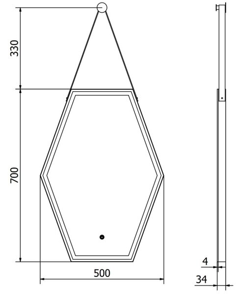 Mexen Orla osvětlené koupelnové zrcadlo 50 x 70 cm, LED 6000K, anti-mlžný, černý rám - 9815-050-070-611-70