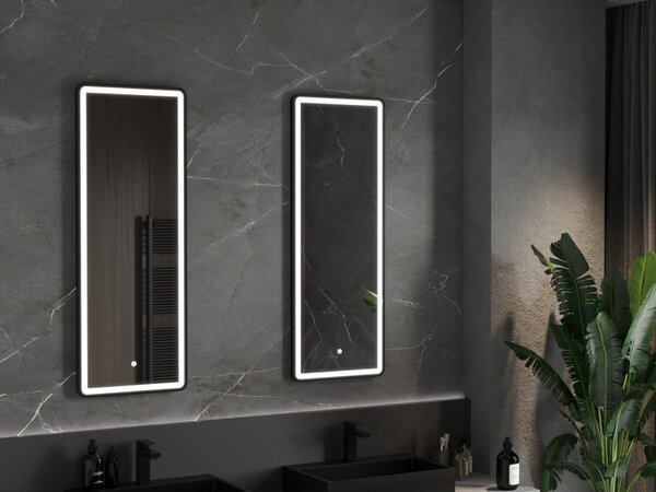 Mexen Coro osvětlené koupelnové zrcadlo 45 x 120 cm, LED 6000K, proti zamlžení, černý rám - 9817-045-120-611-70