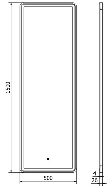 Mexen Coro koupelnové zrcadlo podsvícené 50 x 150 cm, LED 6000K, protimlhové, černý rám - 9817-050-150-611-70