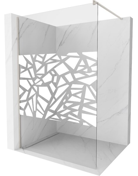 Mexen Kioto, sprchová zástěna Walk-In 70 x 200 cm, 8mm čiré sklo bílý vzor, ​​broušená ocel profil, 800-070-101-97-85