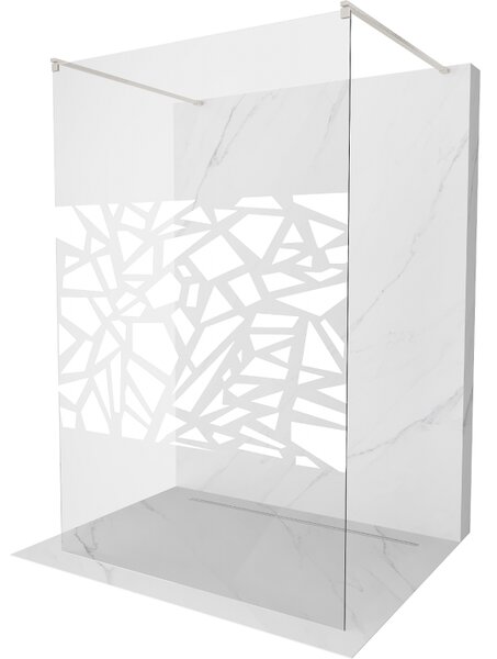 Mexen Kioto, sprchová zástěna Walk-In 110 x 200 cm, 8mm čiré sklo bílý vzor, ​​broušená ocel profil, 800-110-002-97-85