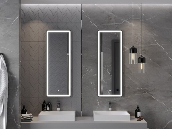 Mexen Coro osvětlené koupelnové zrcadlo 45 x 120 cm, LED 6000K, proti zamlžení, černý rám - 9817-045-120-611-70