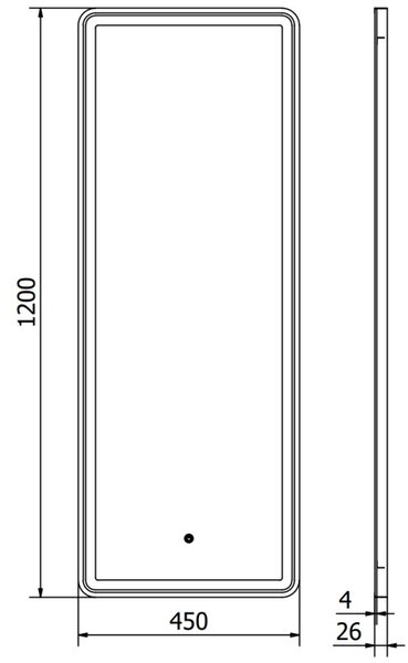 Mexen Coro osvětlené koupelnové zrcadlo 45 x 120 cm, LED 6000K, proti zamlžení, černý rám - 9817-045-120-611-70