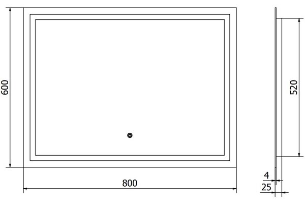 Mexen Miko koupelnové zrcadlo s podsvícením 100 x 80 cm, LED 6000K, proti mlžení - 9819-100-080-611-00