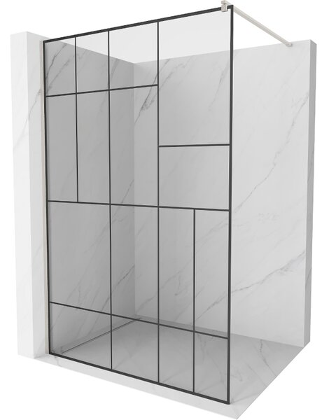 Mexen Kioto, sprchová zástěna Walk-In 70 x 200 cm, 8mm čiré sklo černý vzor, ​​broušená ocel profil, 800-070-101-97-78