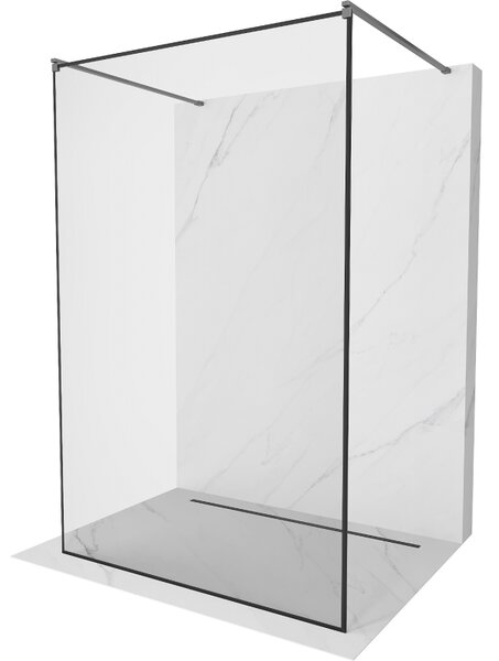 Mexen Kioto, sprchová zástěna Walk-In 100 x 200 cm, 8mm čiré sklo černý vzor, ​​grafitový profil, 800-100-002-95-70
