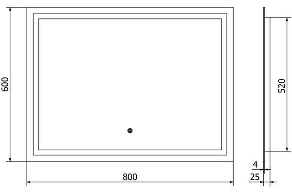Mexen Miko koupelnové zrcadlo s osvětlením 80 x 60 cm, LED 6000K, anti-mlžné - 9819-080-060-611-00