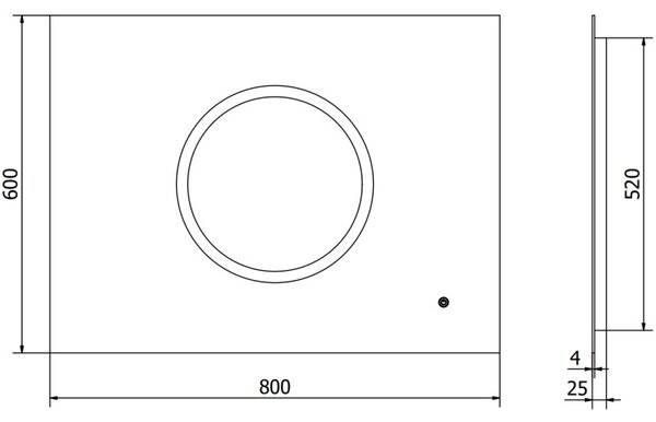 Mexen Koga podsvícené koupelnové zrcadlo 80 x 60 cm, LED 6000K, proti mlze - 9821-080-060-611-00