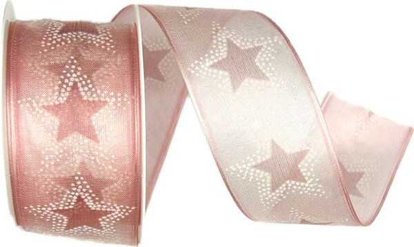 Vánoční stuha organzová ORGANDY STARDUST PINK růžová 40mm x 3m (12,-Kč/m)
