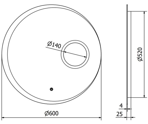 Mexen Ella koupelnové osvětlené zrcadlo s kosmetickým zrcátkem, kulaté 60 cm, LED 6000K, anti-pára - 9811-060-060-611-00