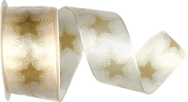 Vánoční stuha organzová ORGANDY STARDUST GOLD zlatá 40mm x 3m (12,-Kč/m)