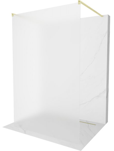 Mexen Kioto, sprchová zástěna Walk-In 130 x 200 cm, 8mm sklo námraza, zlatý matný profil, 800-130-002-55-30