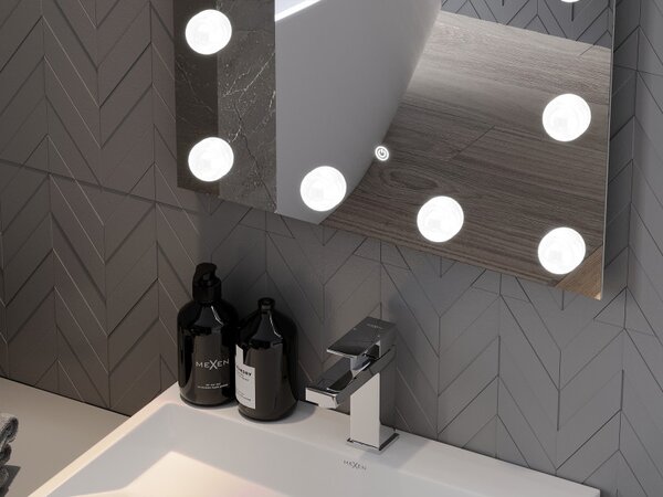 Mexen Dona podsvícené koupelnové zrcadlo 80 x 60 cm, LED 6000K, protizamlžovací - 9818-080-060-611-00