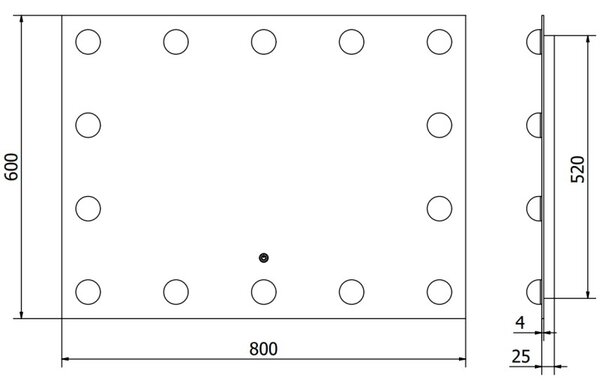 Mexen Dona podsvícené koupelnové zrcadlo 80 x 60 cm, LED 6000K, protizamlžovací - 9818-080-060-611-00