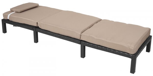 Zahradní lehátko HWC-A51 - krémové polštáře premium 10cm - antracit