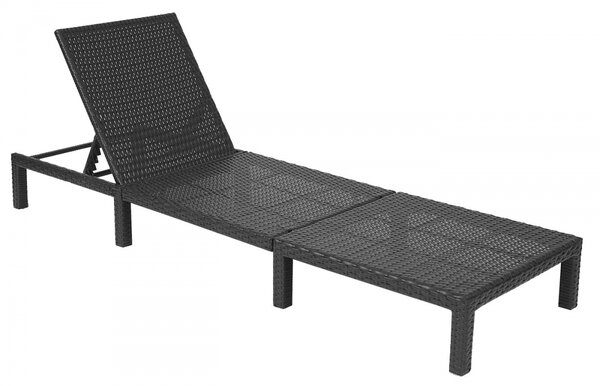 Zahradní lehátko HWC-A51 - krémové polštáře premium 10cm - antracit