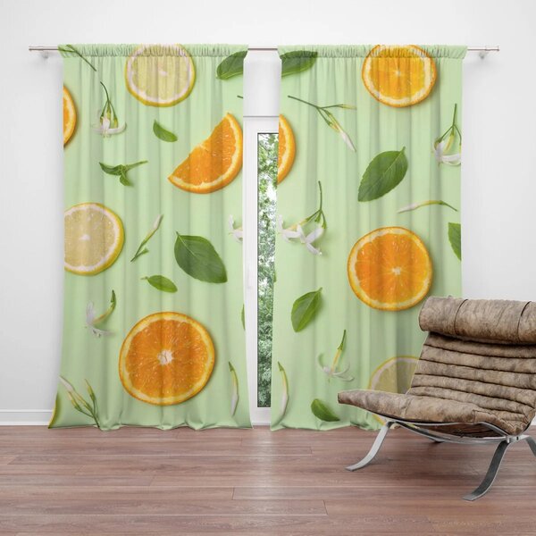 Sablio Závěs Citrus a květ: 2ks 140x250cm