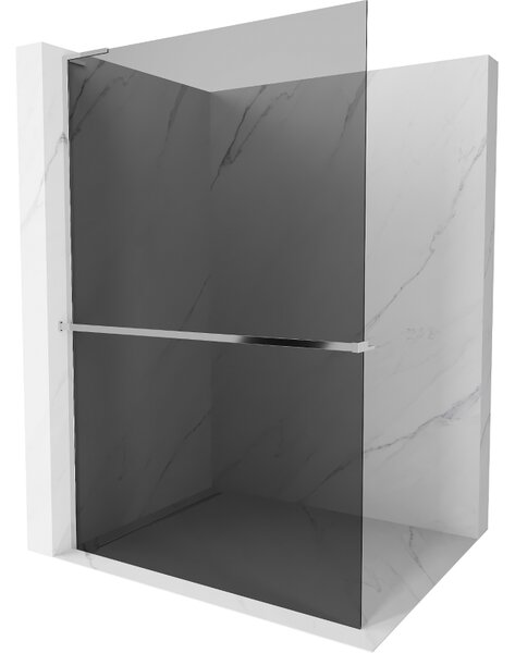 Mexen Kioto+ L, sprchová zástěna Walk-In s poličkou a věšákem 70 x 200 cm, 8mm šedé sklo, chromový profil, 800-070-123-01-40