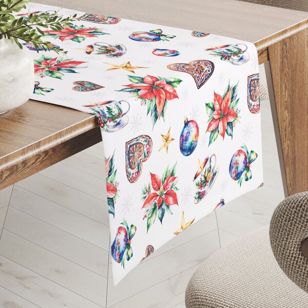 Biante Teflonový běhoun na stůl TF-143 Barevné vánoční motivy na bílém 20x120 cm