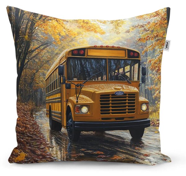 Sablio Polštář Žlutý školní autobus - 40x40 cm