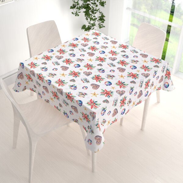 Biante Teflonový čtvercový ubrus TF-143 Barevné vánoční motivy na bílém 40x40 cm