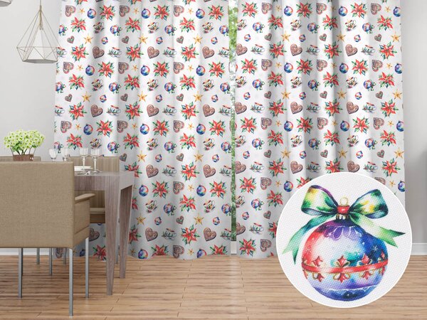 Biante Dekorační závěs TF-143 Barevné vánoční motivy na bílém 140x140 cm