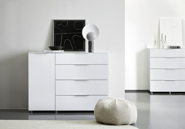 ŠIROKÁ KOMODA, vysoce lesklá bílá, 135,6/99,2/40 cm Voleo - Široké komody