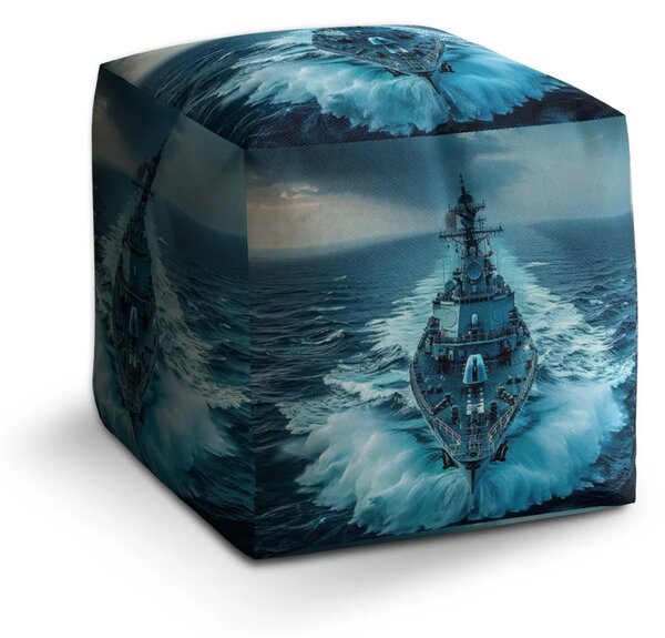 Sablio Taburet Cube Válečná loď prorážející oceán - 40x40x40 cm