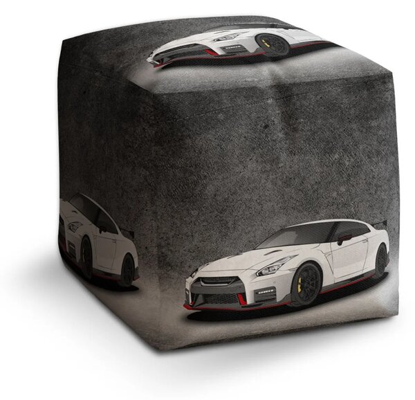 Sablio Taburet Cube Nissan GTR 35 Šedý - 40x40x40 cm