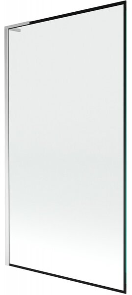 Mexen Next L, 1-křídlová vanová zástěna 100 x 150 cm, 6mm čiré sklo-černý vzor, ​​chromový profil, 895-100-000-03-70-01