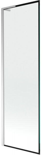 Mexen Next L, 1-křídlová vanová zástěna 60 x 150 cm, 6mm čiré sklo-černý vzor, ​​chromový profil, 895-060-000-03-70-01